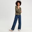 Blouse manches longues vert kaki femme