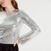 T-shirt avec sequins gris argent femme