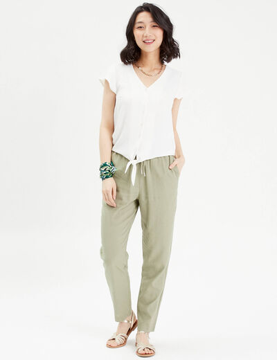 Blouse manches courtes ecru femme