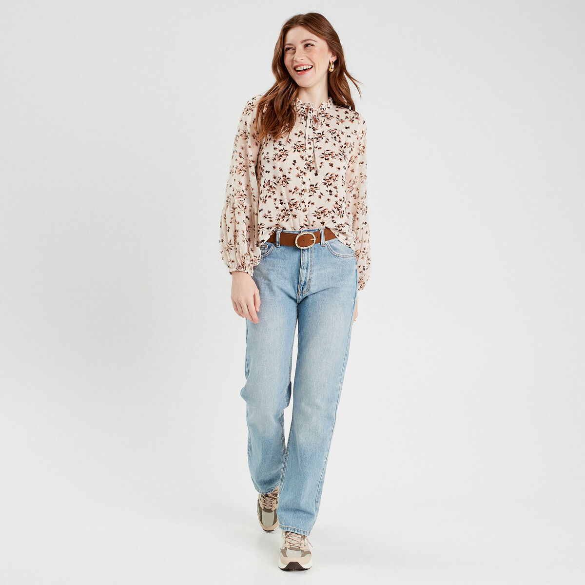 Blouse manches longues blanc femme