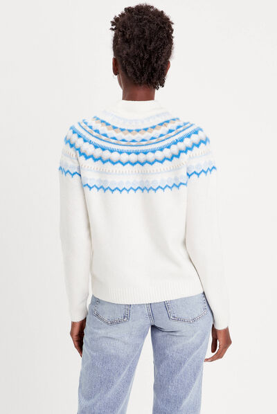 Pull col montant ecru femme