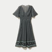 Robe longue &eacute;vas&eacute;e col v voile noir femme