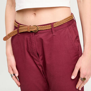pantalon chino 78eme bordeaux femme Pantalon chino 7/8ème bordeaux femme
