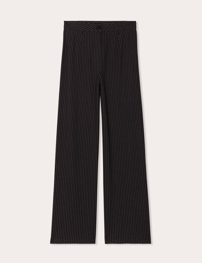Pantalon jambe large noir femme