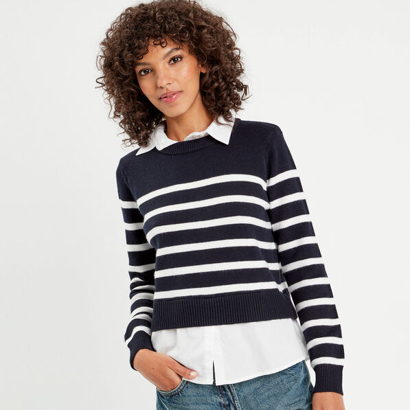 pull manches longues 2 en 1 ecru femme Pull manches longues 2-en-1 ecru femme