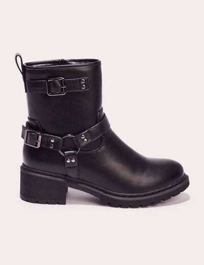 Bottines brides anneaux noir femme