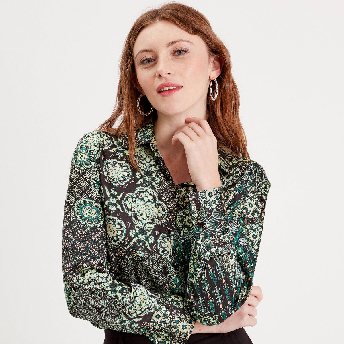 Chemise manches longues noir femme