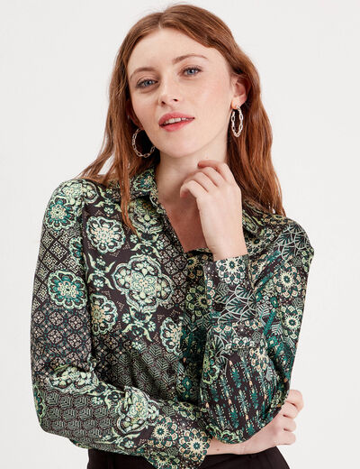 Chemise manches longues noir femme