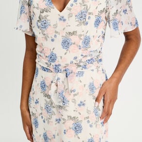 robe midi evasee col en v blanc femme Robe midi évasée col en V blanc femme