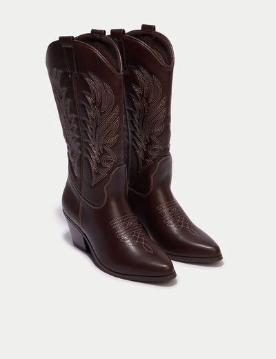Bottes esprit western marron femme