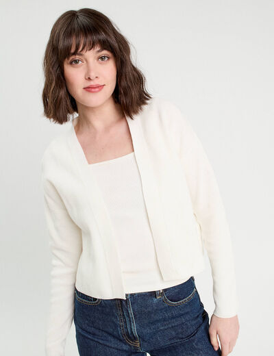 Gilet manches longues ecru femme
