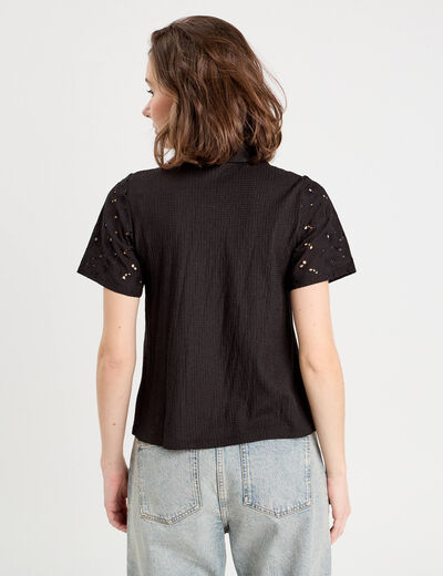 Chemise broderie anglaise noir femme
