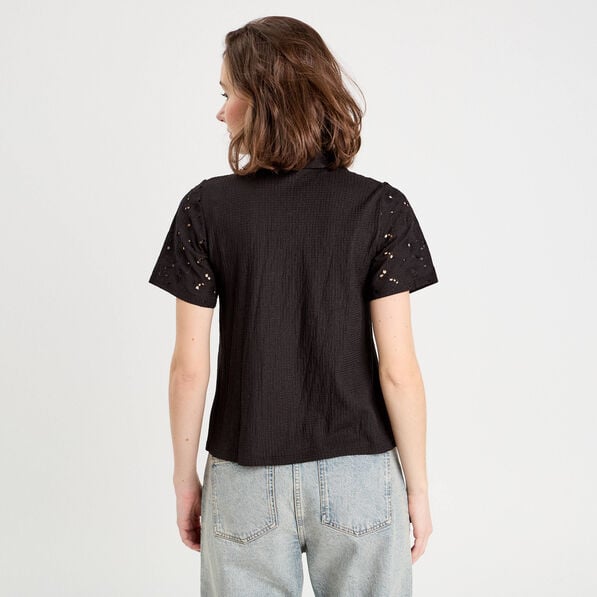chemise broderie anglaise noir femme Chemise broderie anglaise noir femme