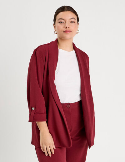 Veste blazer manches 3/4 bordeaux femme