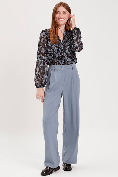 Blouse manches longues noir femme