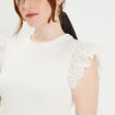 T-shirt manches courtes c&ocirc;tel&eacute; ecru femme