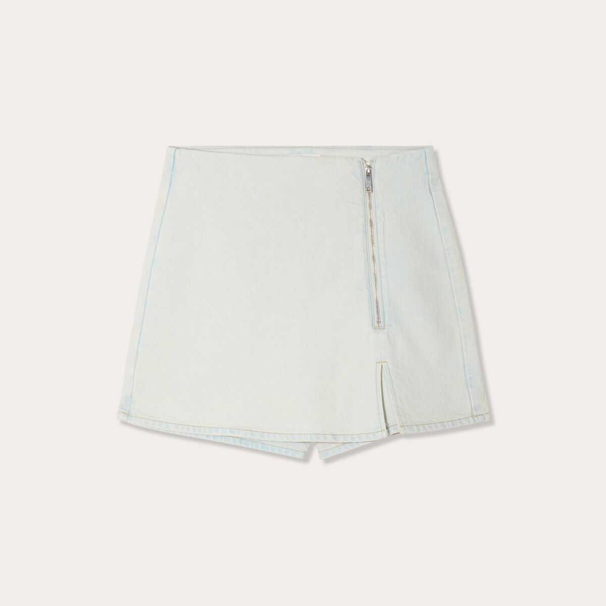 Jupe-short trapèze en jean denim bleach femme
