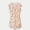 Robe courte &eacute;vas&eacute;e col v manches courtes blanc femme
