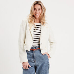 veste droite boutonnee ecru femme Veste droite boutonnée ecru femme