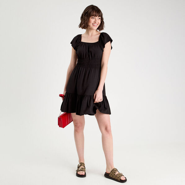 robe evasee manches courtes noir femme Robe évasée manches courtes noir femme