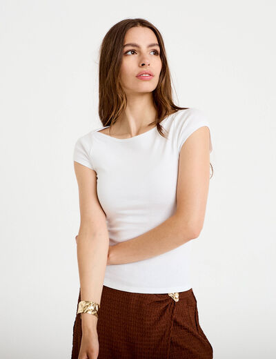 T-shirt ajust&eacute; manches courtes blanc femme