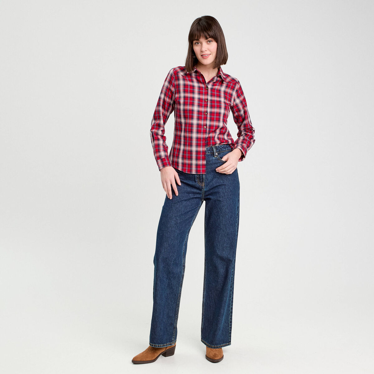 Chemise manches longues rouge femme