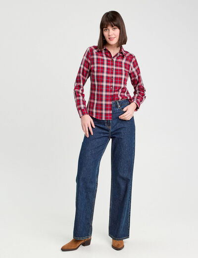 Chemise manches longues rouge femme