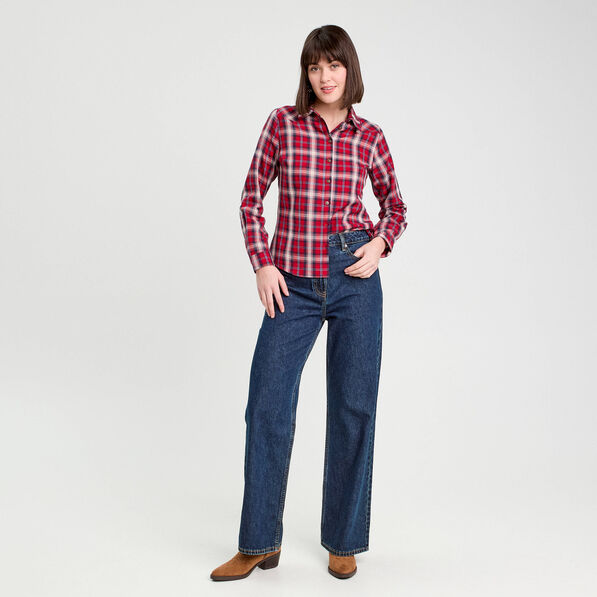 Chemise manches longues rouge femme