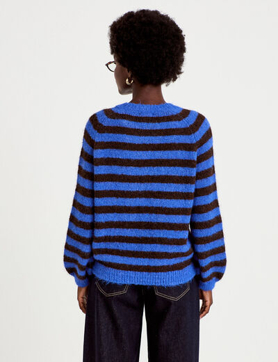 Pull ample col rond manches longues bleu electrique femme