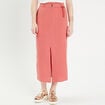 Jupe midi droite fendue vieux rose femme