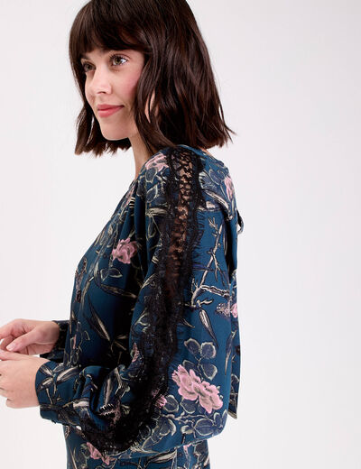 Robe droite dos nou&eacute; bleu p&eacute;trole femme