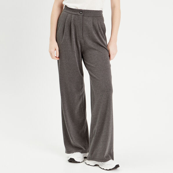 Pantalon city large fluide gris clair femme