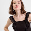 Top sans manches dentelle bas resserr&eacute; noir femme