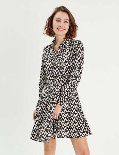 Robe chemise patineuse noir femme
