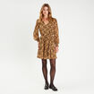 Robe droite col en V marron femme