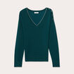 Pull manches longues vert foncé femme