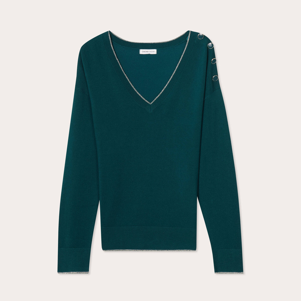 Pull manches longues vert foncé femme