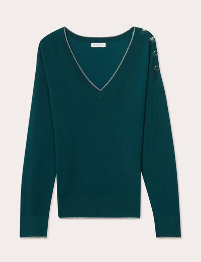 Pull manches longues vert foncé femme