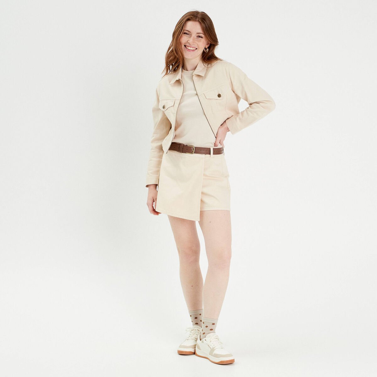 Jupe-short en jean sable femme