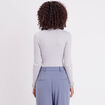 Pull col roulé côtelé gris clair femme