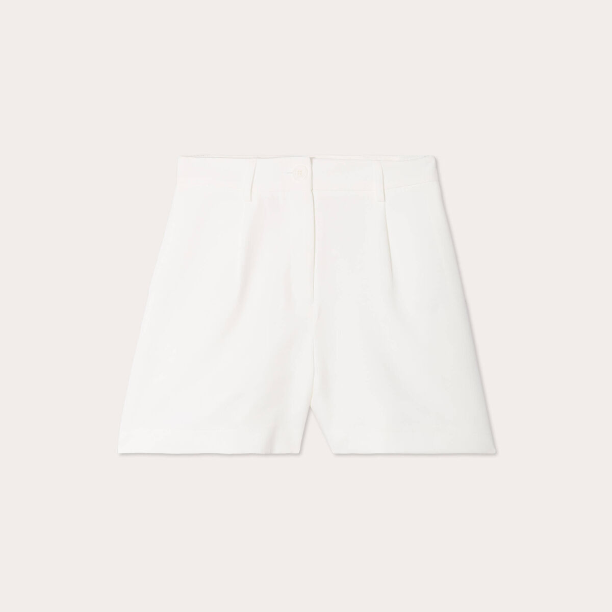 Short ajusté avec pinces ecru femme