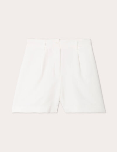 Short ajusté avec pinces ecru femme