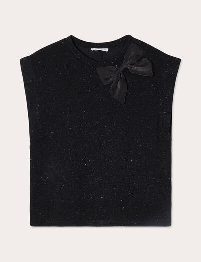 Pull sans manches noeud noir femme