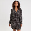 Robe droite ceintur&eacute;e blanc femme