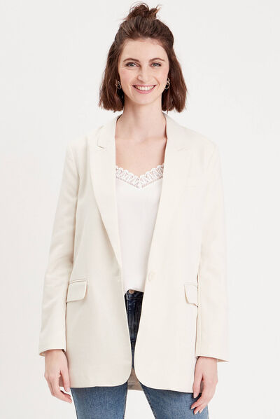 Veste blazer droite ivoire femme