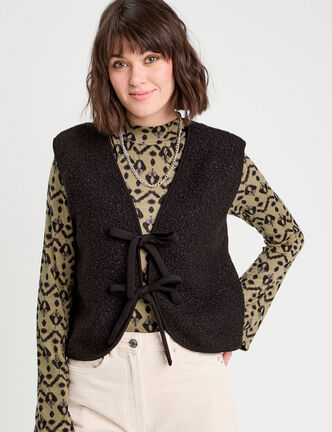 Gilet sans manches polaire noir femme