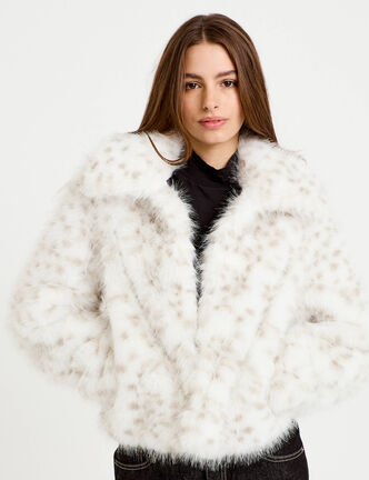 Veste oversize col tailleur beige femme