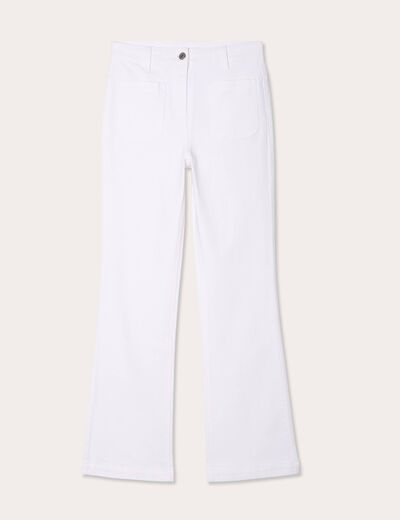 Pantalon bootcut taille haute blanc femme