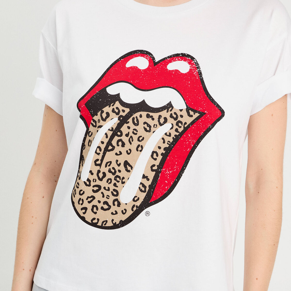 T-shirt The Rolling Stones blanc femme