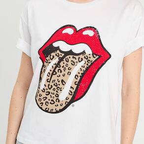 T-shirt The Rolling Stones blanc femme